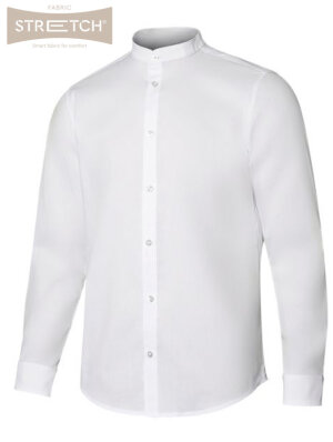 CAMISA HOMBRE TEJIDO ELÁSTICO STRETCH CUELLO TIRILLA MANGA LARGA VELILLA 405013S