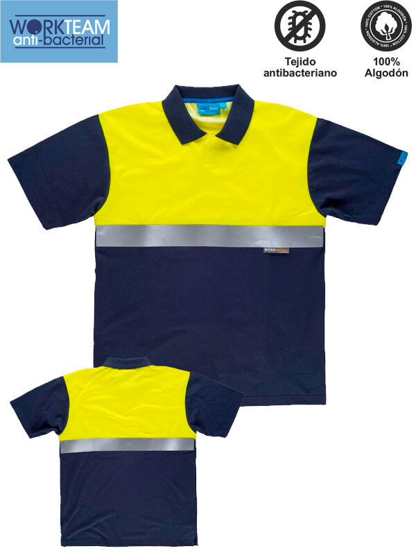 POLO COMBINADO ANTIBACTERIANO MANGA CORTA  230 Grms WORKTEAM C3441