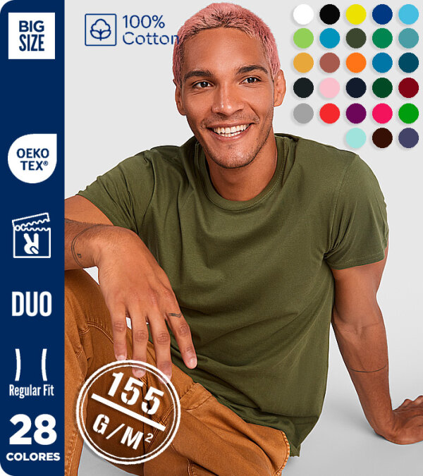 CAMISETA HOMBRE 100% ALGOD&Oacute;N MANGA CORTA 155 Grms. ROLY BEAGLE 6554