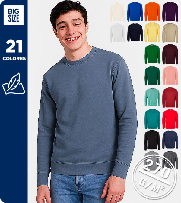 SUDADERA UNISEX CUELLO REDONDO 60% ALGOD&Oacute;N - MUKUA AVALON MK620V