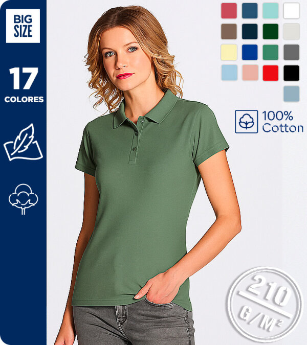 POLO 100% ALGOD&Oacute;N MANGA CORTA MUJER 210g MUKUA PS200WW/WC MACKAY WOMAN