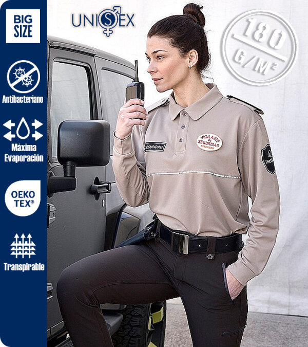 POLO VIGILANTE MANGA LARGA L&Iacute;NEA SECURITY UNISEX 180 Grms. TEXTIL-R ELITE 160