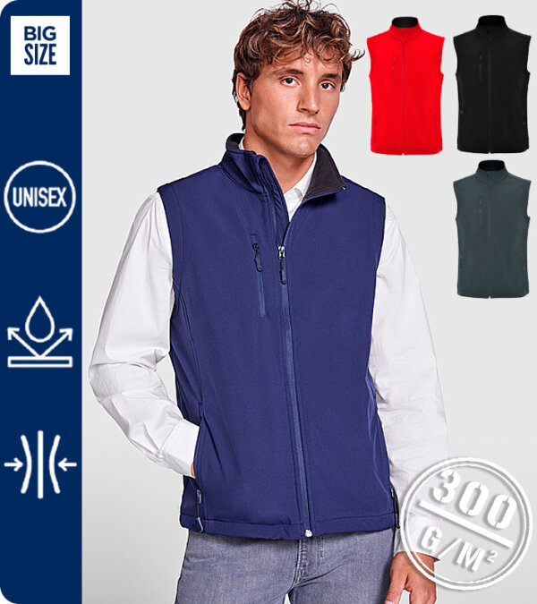 CHALECO SOFTSHELL 2 CAPAS CREMALLERA MISMO TONO  300Grms ROLY QUEBEC 6438