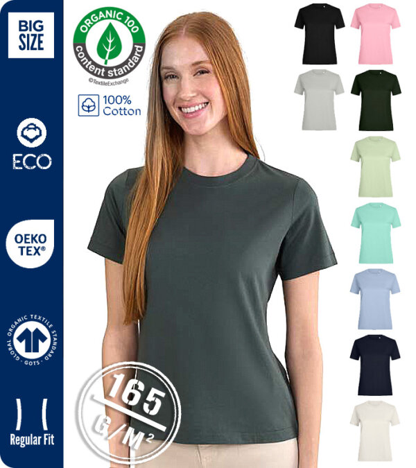 CAMISETA MANGA CORTA MUJER  100% ALGOD&Oacute;N ORG&Aacute;NICO 165 Grms  MUKUA COAST WOMAN TSN165WC
