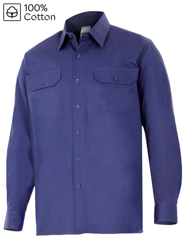 CAMISA 100% ALGOD&Oacute;N MANGA LARGA 2 BOLSILLOS VELILLA 533