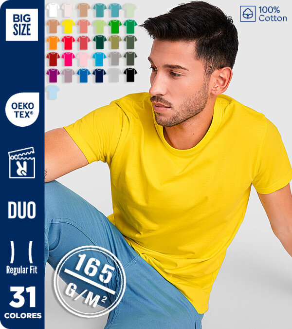 CAMISETA HOMBRE 100% ALGOD&Oacute;N MANGA CORTA 165 Grms. ROLY DOGO PREMIUM 6502