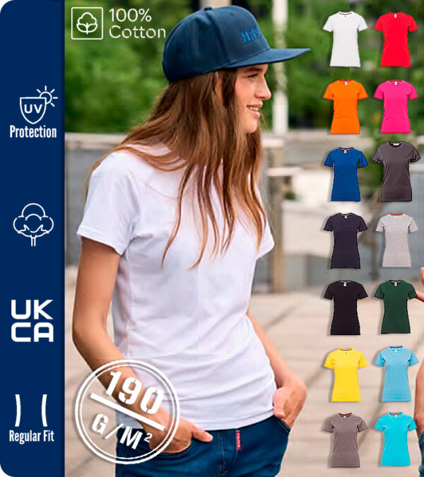 CAMISETA CE&Ntilde;IDA MUJER MANGA CORTA  100% ALGOD&Oacute;N 190 Grms. SUNRISE LADY PAYPER