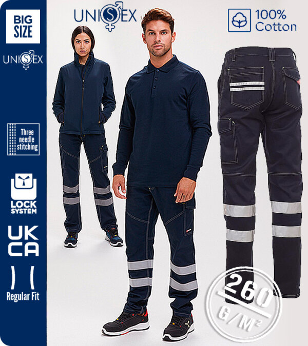 PANTAL&Oacute;N UNISEX ALGOD&Oacute;N 260 Grms. CINTAS REFLECTANTES  WORKER REFLEX PAYPER 