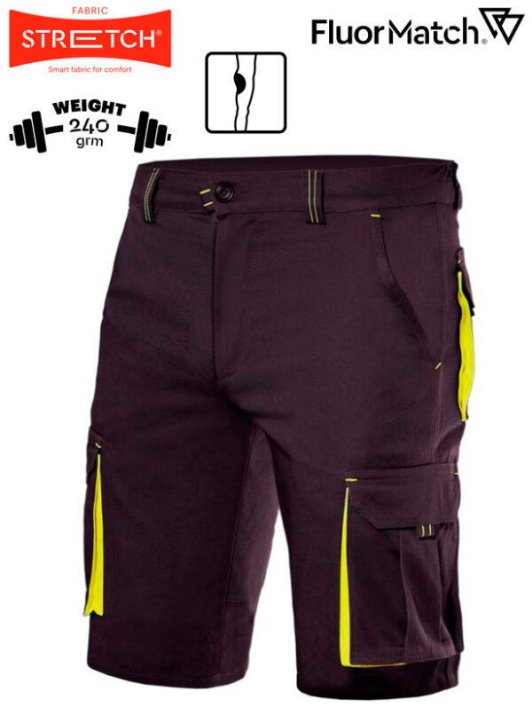 BERMUDAS BICOLOR TEJIDO EL&Aacute;STICO 240 Grms. VELILLA 103010S  - GAMA FLUORMATCH -