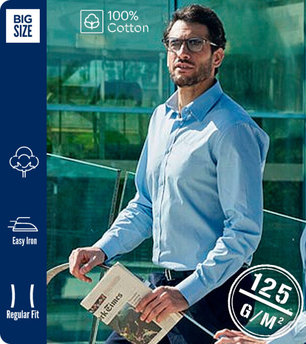 CAMISA ALGOD&Oacute;N SIN BOLSILLOS MANGA LARGA HOMBRE 125 Grms MANAGER PAYPER