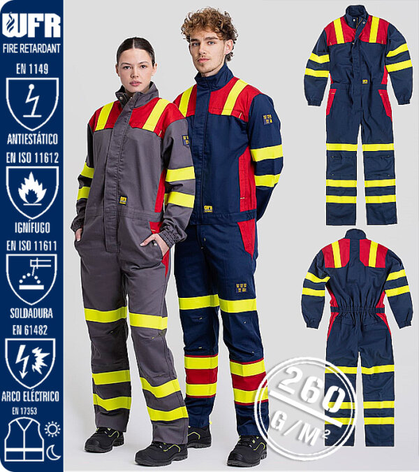 BUZO IGN&Iacute;FUGO Y ANTIEST&Aacute;TICO CON PROTECCI&Oacute;N PARA SOLDADURA Y ARCO EL&Eacute;CTRICO CINTAS REFLECTANTES 260 Grms WORKTEAM C5099