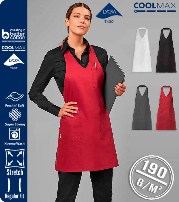 DELANTAL CON PETO , 2 BOTONES Y ESCOTE PICO 70x65cm.  190Grms. NOUVELLE PAYPER-PACK 5 Uds.