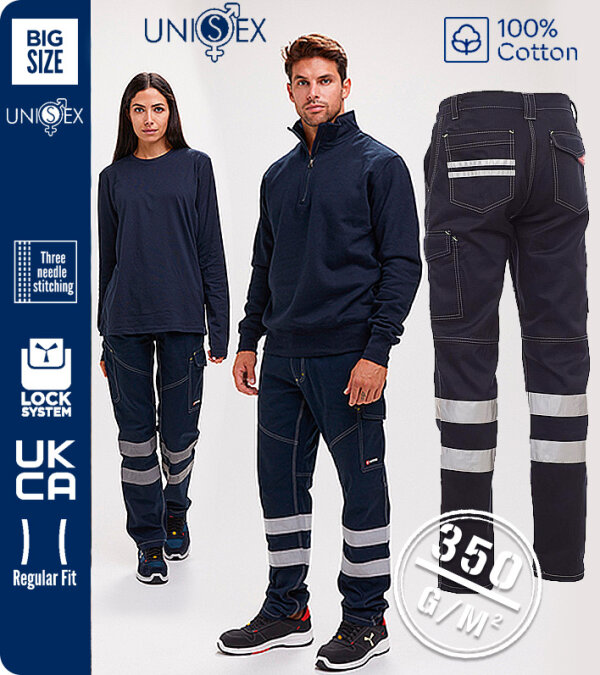 PANTAL&Oacute;N DE INVIERNO UNISEX ALGOD&Oacute;N GRUESO 350 Grms. CINTAS REFLECTANTES  WORKER WINTER REFLEX PAYPER 