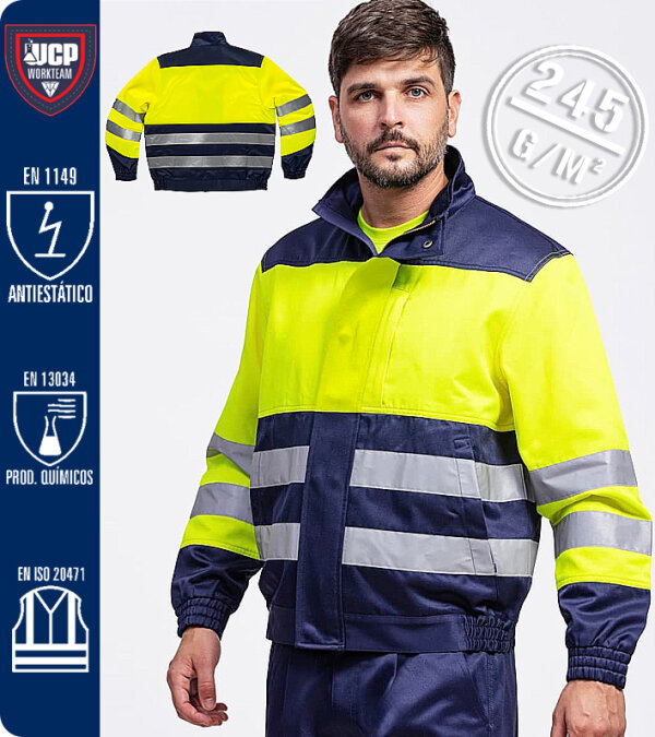 CAZADORA  ANTIEST&Aacute;TICA CON PROTECCI&Oacute;N CONTRA PRODUCTOS QU&Iacute;MICOS, DE ALTA VISIBILIDAD 245 Grms WORKTEAM B1195