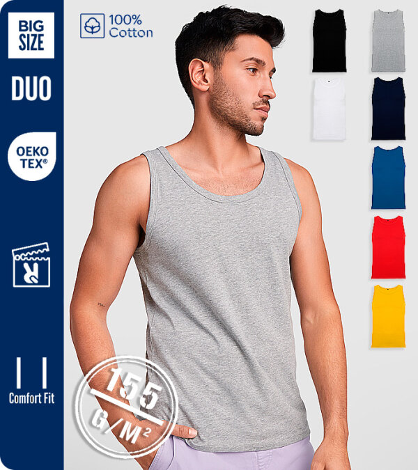 CAMISETA TIRANTES HOMBRE RECTA 100% ALGOD&Oacute;N 155 Grms. ROLY TEXAS 6545