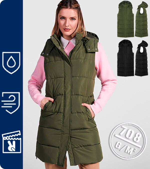 CHALECO MUJER  ACOLCHADO CON CAPUCHA  708Grms ROLY REINE 5076