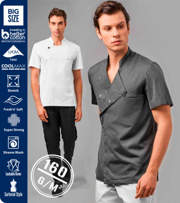 CHAQUETA COCINA HOMBRE CUELLO MAO MANGA CORTA 160Grms. STARLIGHT ULTRAMESH PAYPER