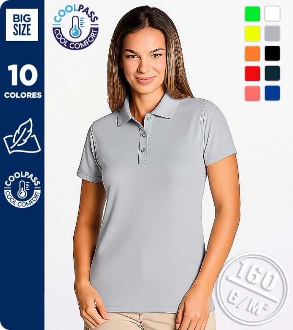 POLO T&Eacute;NICO MUJER MANGA CORTA MICRO BIRD EYE - MUKUA BOGAN PS160W