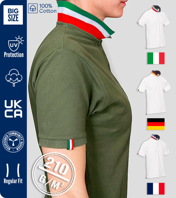 POLO ALGOD&Oacute;N HOMBRE BANDERA CUELLO 210 Grms. NATION PAYPER