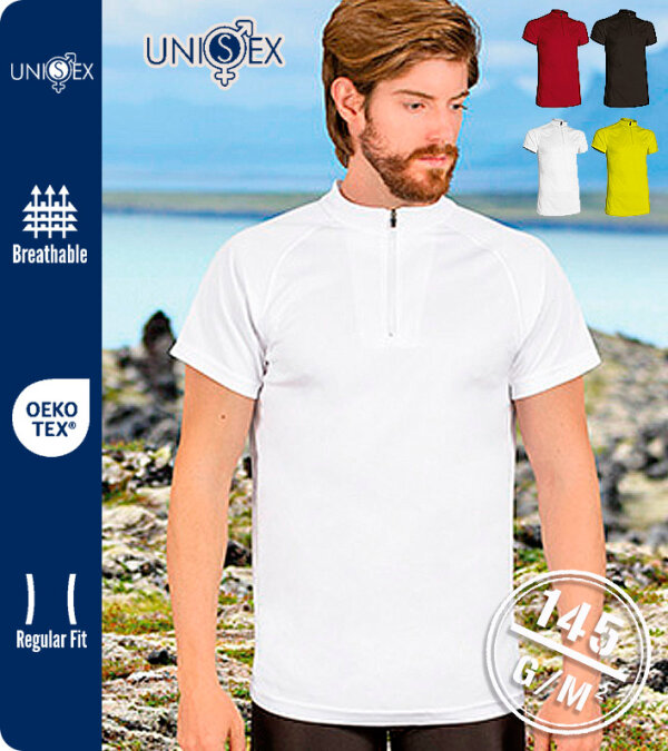 CAMISETA T&Eacute;CNICA MANGA CORTA y  MEDIA CREMALLERA - 145 Grms. VALENTO NEPAL