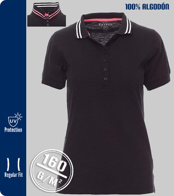 POLO MUJER ALGOD&Oacute;N CUELLO RAYAS CONTRASTE NAUTIC LADY PAYPER