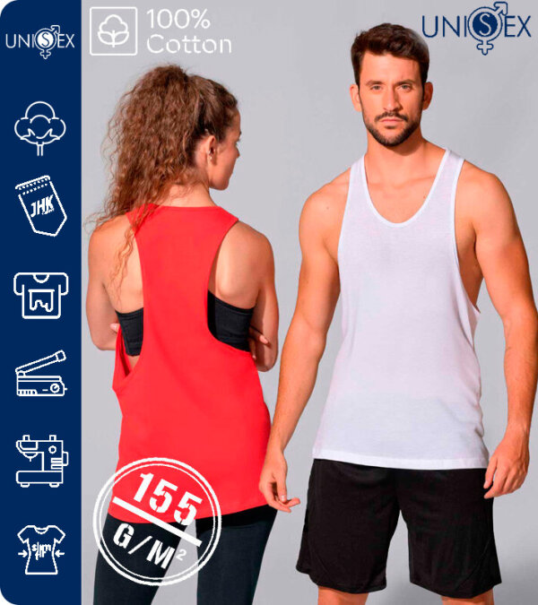CAMISETA URBAN BEACH TIRANTES UNISEX  ALGOD&Oacute;N 155 Grms. JHK TSUALBCH