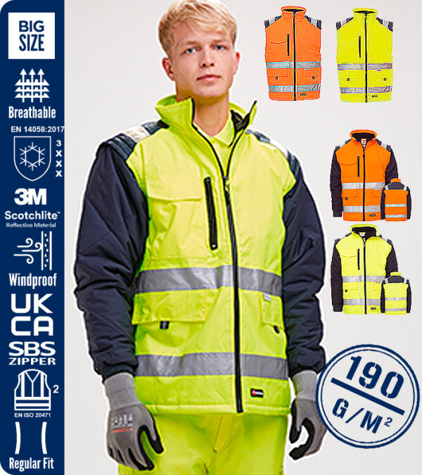 CHAQUETA LIGERA ANTIFR&Iacute;O BICOLOR ALTA VISIBILIDAD MANGAS EXTRA&Iacute;BLES 190 Grms. HIWAY PAYPER