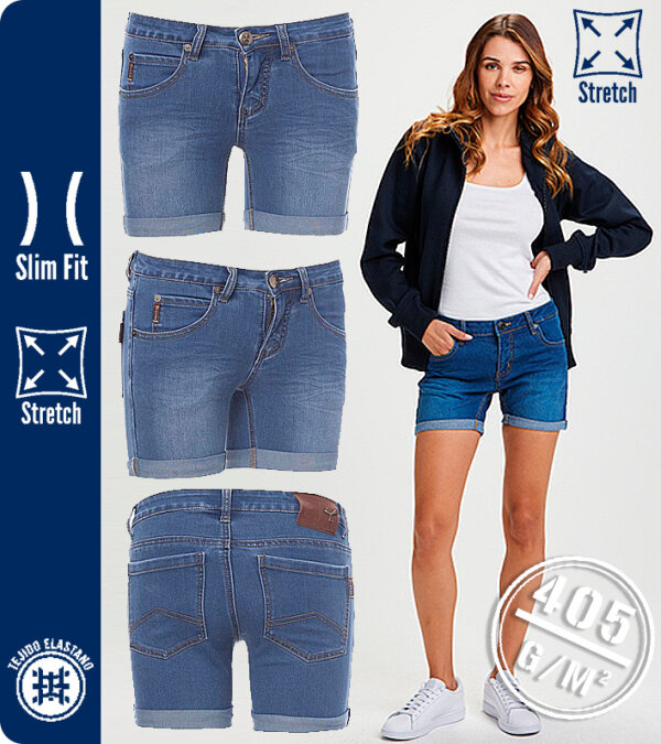 BERMUDA MUJER VAQUERA EL&Aacute;STICA - CALIFORNIA STRETCH PAYPER