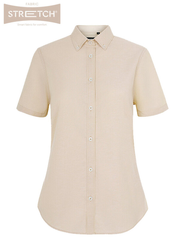 CAMISA OXFORD MUJER TEJIDO EL&Aacute;STICO STRETCH MANGA CORTA VELILLA 405025S