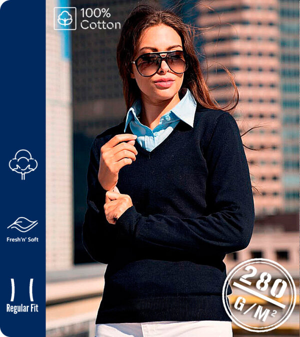 JERSEY DE PUNTO ALGOD&Oacute;N-LANA MUJER  ESCOTE EN "V"  280 Grms. BUSINESS LADY PAYPER
