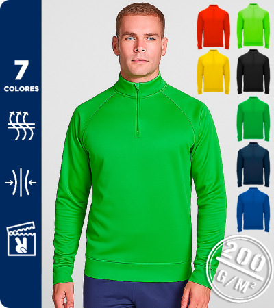 SUDADERA T&Eacute;CNICA  MEDIA CREMALLERA  100% POLI&Eacute;STER  200Grms. ROLY EPIRO 1115