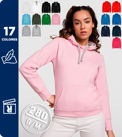 SUDADERA CAPUCHA MUJER 50% ALGOD&Oacute;N 280Grms. ROLY URBAN WOMAN 1068