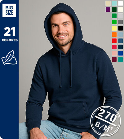SUDADERA CAPUCHA 60% ALGOD&Oacute;N - MUKUA  SIDNEY MK6050V